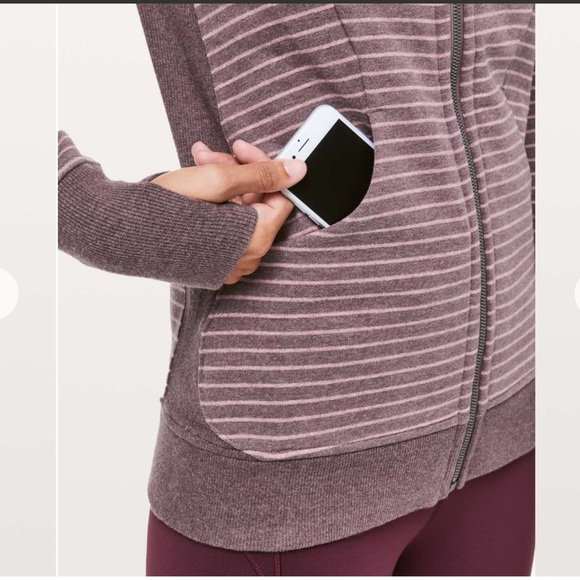 lululemon Scuba Hoodie *Classic Cotton Fleece Parallel Stripe Misty Merlot - Picture 5 of 16